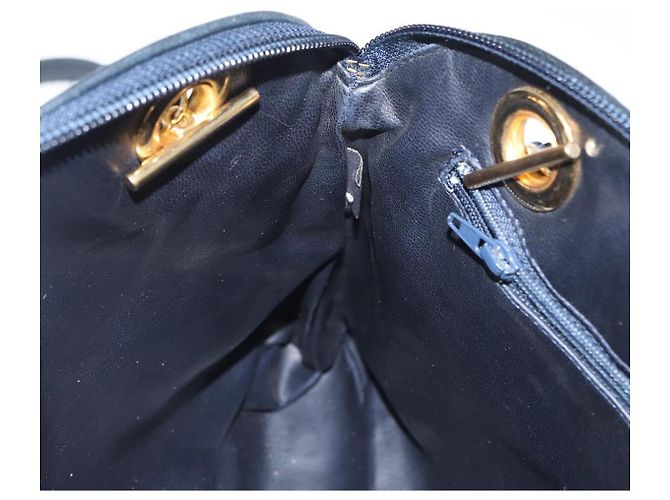 BALLY Bolsa de Ombro com Corrente Couro Marinho Dourado Auth 161052 Azul marinho - vista 19