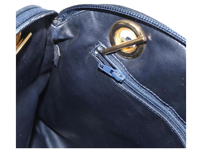BALLY Bolsa de Ombro com Corrente Couro Marinho Dourado Auth 161052 Azul marinho - vista 20
