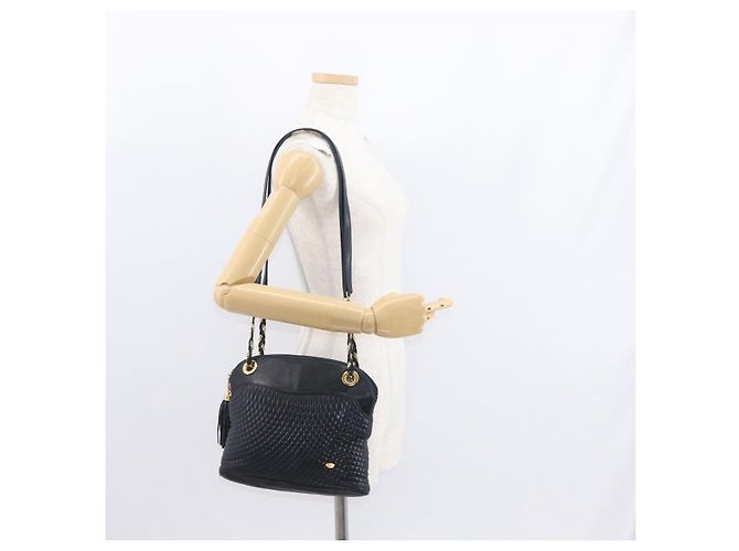 BALLY Bolsa de Ombro com Corrente Couro Marinho Dourado Auth 161052 Azul marinho - vista 22