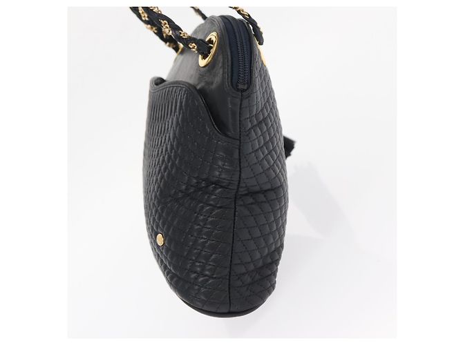 BALLY Bolsa de Ombro com Corrente Couro Marinho Dourado Auth 161052 Azul marinho - vista 4