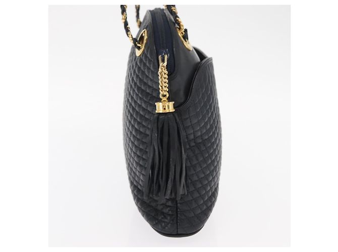 BALLY Bolsa de Ombro com Corrente Couro Marinho Dourado Auth 161052 Azul marinho - vista 5
