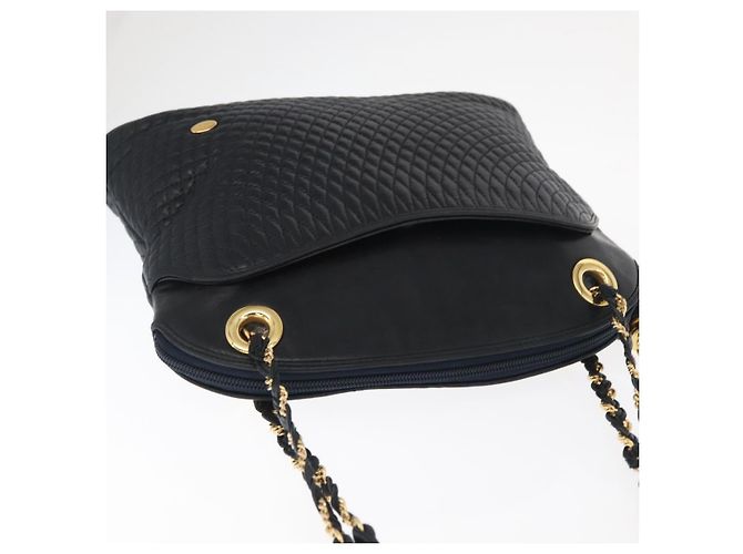 BALLY Bolsa de Ombro com Corrente Couro Marinho Dourado Auth 161052 Azul marinho - vista 6