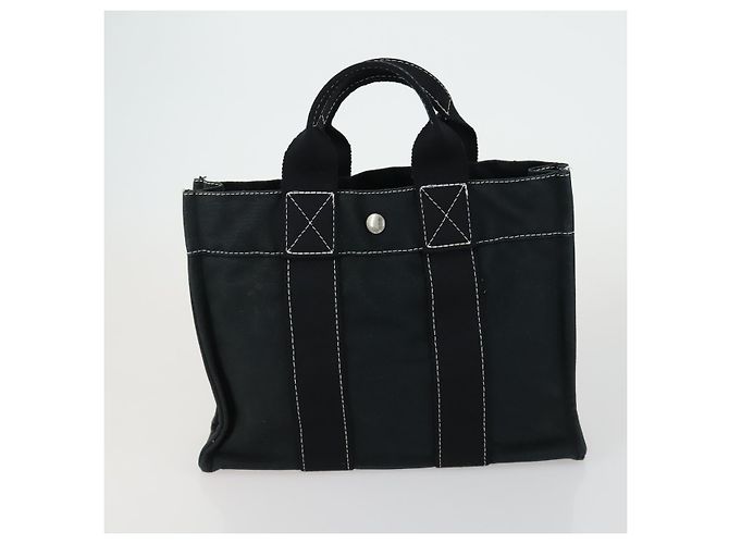 Hermès HERMES Borsa Fourre Tout Her Line in Tela 5 Set Nero Blu Marino Grigio Auth mr1716 Marrone Blu navy - vista 12