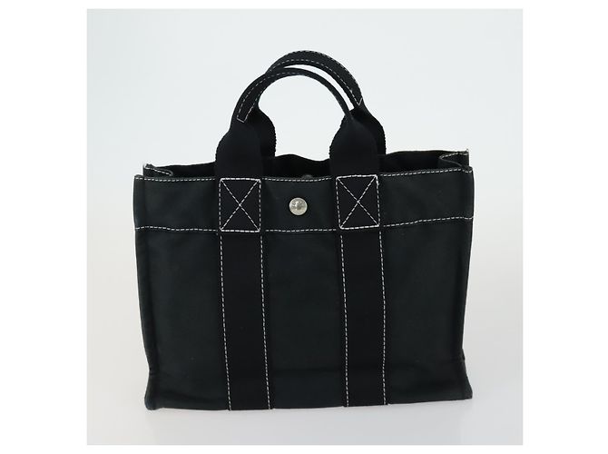 Hermès HERMES Borsa Fourre Tout Her Line in Tela 5 Set Nero Blu Marino Grigio Auth mr1716 Marrone Blu navy - vista 13