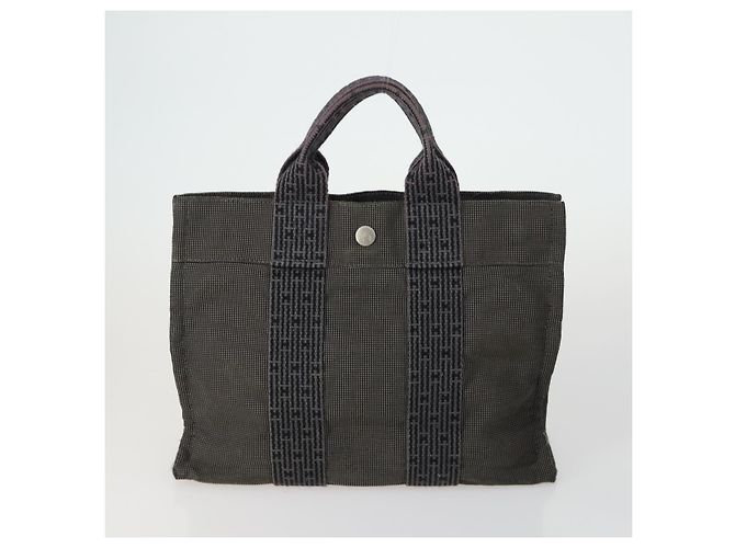 Hermès HERMES Borsa Fourre Tout Her Line in Tela 5 Set Nero Blu Marino Grigio Auth mr1716 Marrone Blu navy - vista 2
