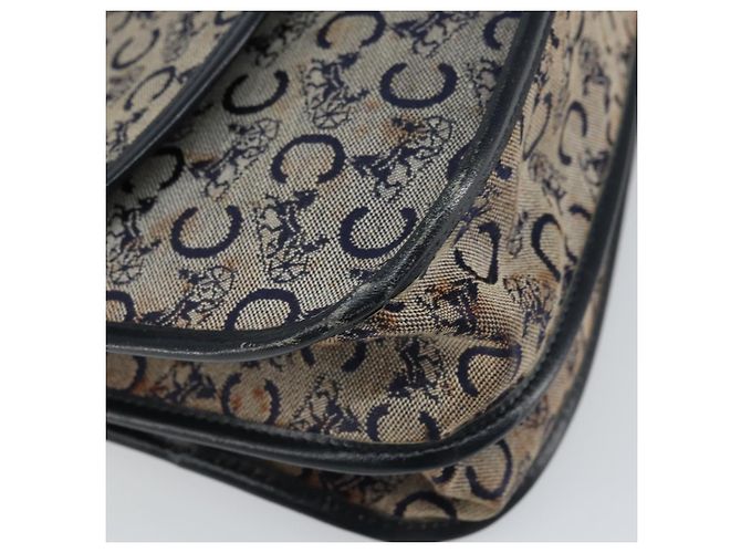 Céline Borsa a Spalla Celine C Sulky in Tela Blu Navy e Oro Auth 161412 D'oro - vista 11