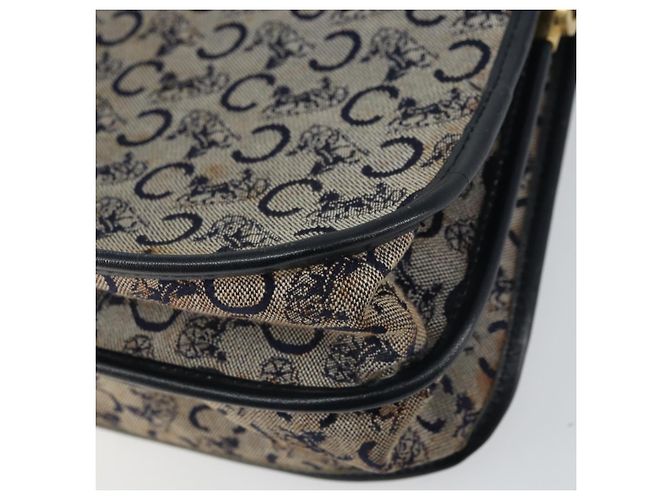Céline Borsa a Spalla Celine C Sulky in Tela Blu Navy e Oro Auth 161412 D'oro - vista 12