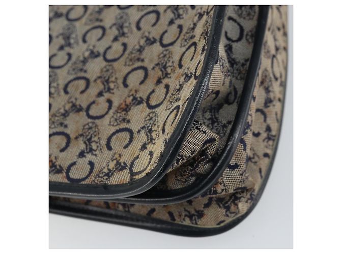 Céline Borsa a Spalla Celine C Sulky in Tela Blu Navy e Oro Auth 161412 D'oro - vista 13