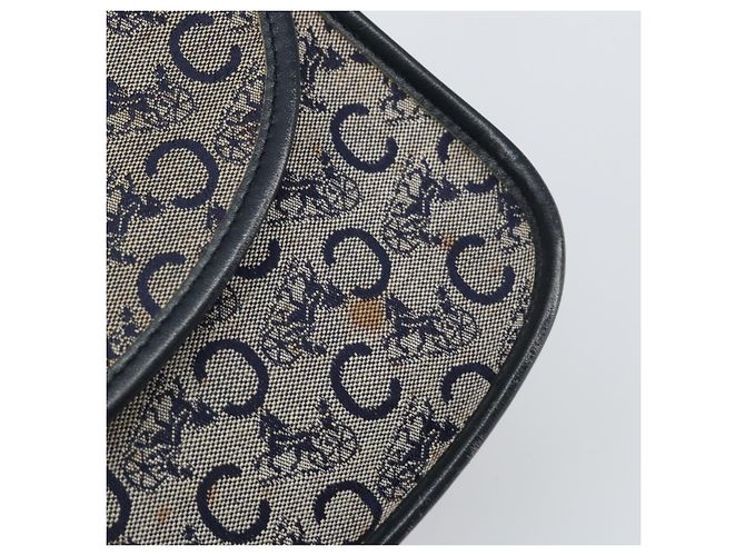 Céline Borsa a Spalla Celine C Sulky in Tela Blu Navy e Oro Auth 161412 D'oro - vista 14