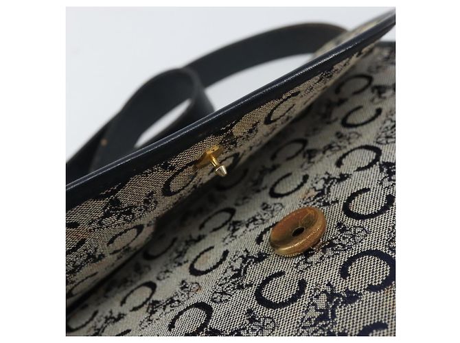 Céline Borsa a Spalla Celine C Sulky in Tela Blu Navy e Oro Auth 161412 D'oro - vista 16