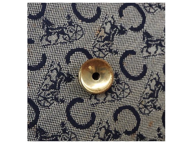 Céline Borsa a Spalla Celine C Sulky in Tela Blu Navy e Oro Auth 161412 D'oro - vista 17