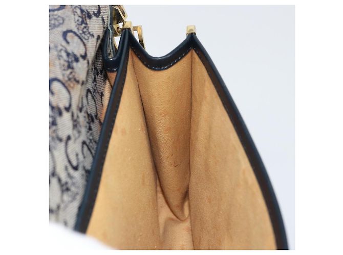 Céline Borsa a Spalla Celine C Sulky in Tela Blu Navy e Oro Auth 161412 D'oro - vista 21
