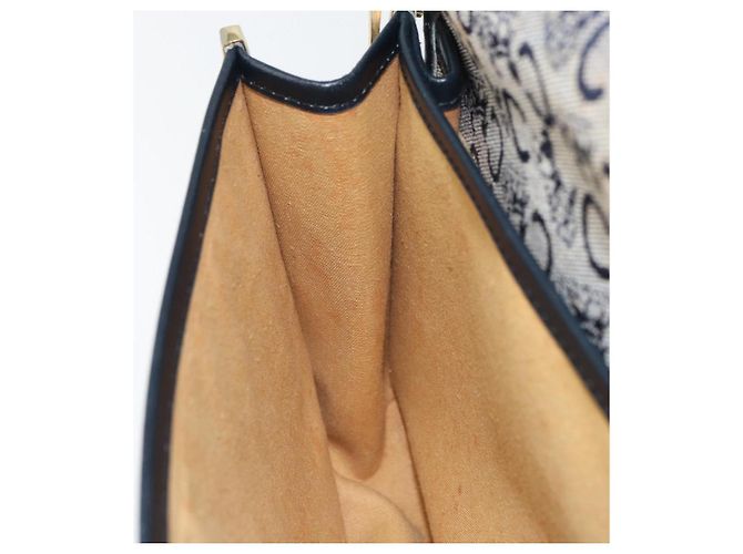 Céline Borsa a Spalla Celine C Sulky in Tela Blu Navy e Oro Auth 161412 D'oro - vista 22
