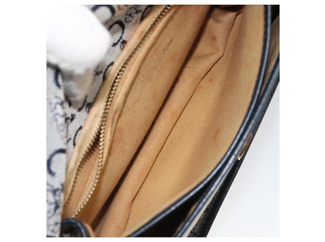 Céline Borsa a Spalla Celine C Sulky in Tela Blu Navy e Oro Auth 161412 D'oro - vista 23