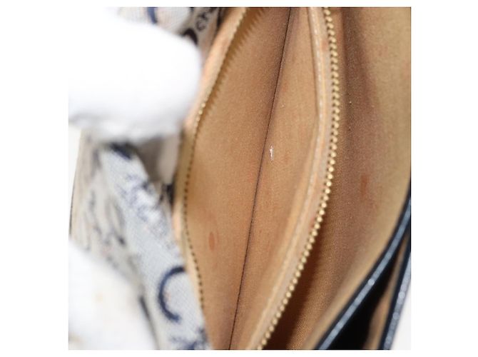 Céline Borsa a Spalla Celine C Sulky in Tela Blu Navy e Oro Auth 161412 D'oro - vista 24