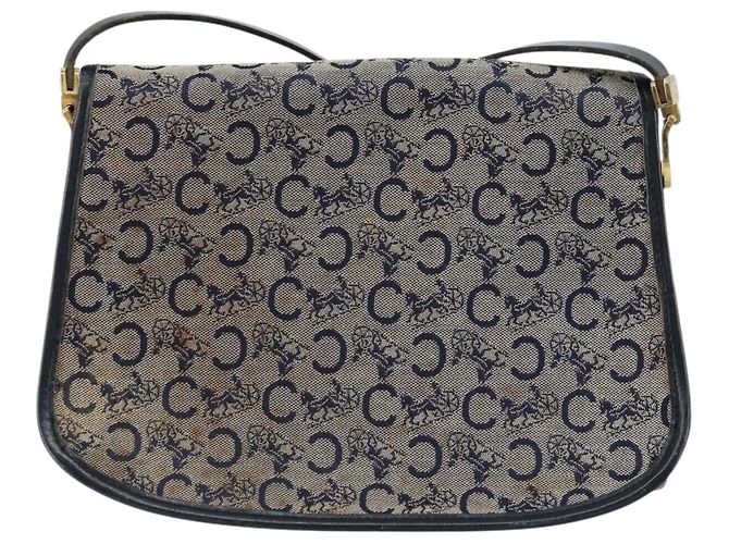 Céline Borsa a Spalla Celine C Sulky in Tela Blu Navy e Oro Auth 161412 D'oro - vista 3