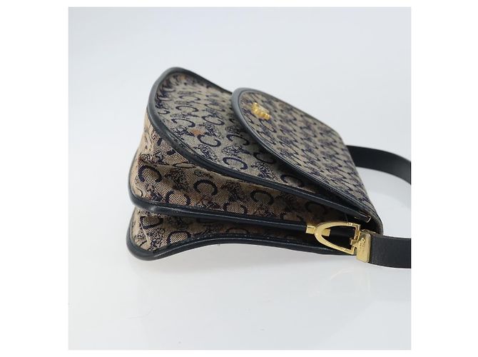 Céline Borsa a Spalla Celine C Sulky in Tela Blu Navy e Oro Auth 161412 D'oro - vista 4