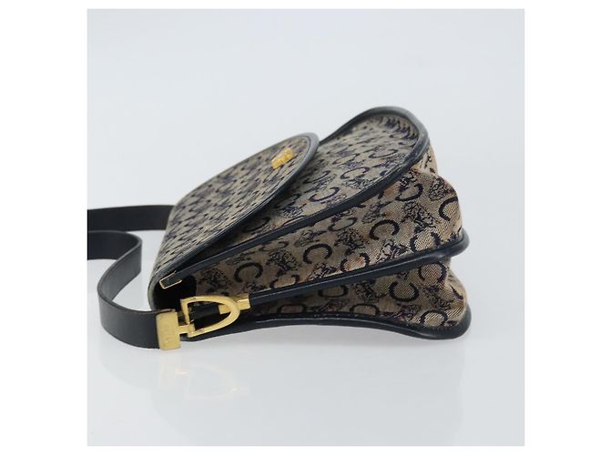 Céline Borsa a Spalla Celine C Sulky in Tela Blu Navy e Oro Auth 161412 D'oro - vista 5