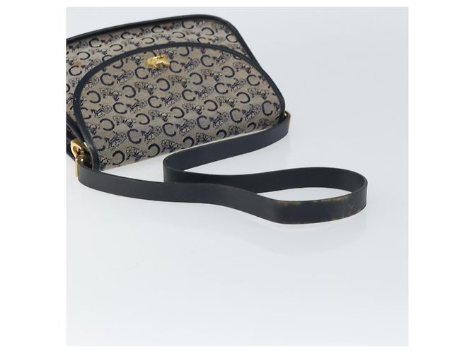 Céline Borsa a Spalla Celine C Sulky in Tela Blu Navy e Oro Auth 161412 D'oro - vista 7