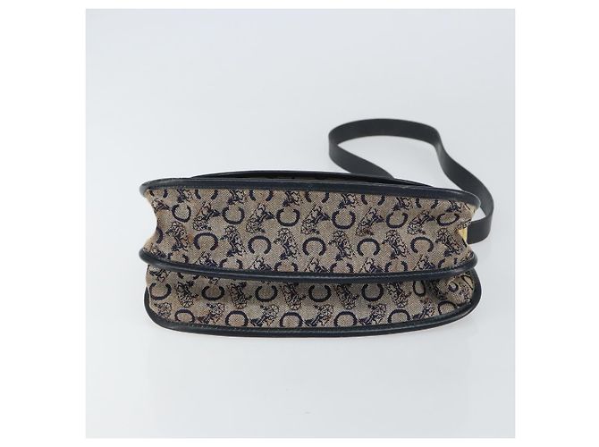 Céline Borsa a Spalla Celine C Sulky in Tela Blu Navy e Oro Auth 161412 D'oro - vista 9