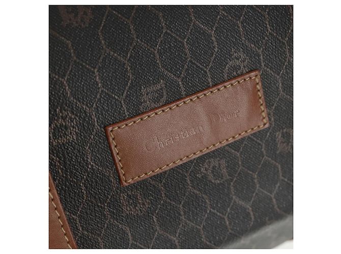 Borsa Boston in tela a nido d'ape PVC nera e oro Auth 158426 Christian Dior Nero D'oro - vista 14