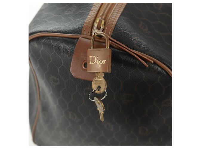 Borsa Boston in tela a nido d'ape PVC nera e oro Auth 158426 Christian Dior Nero D'oro - vista 15