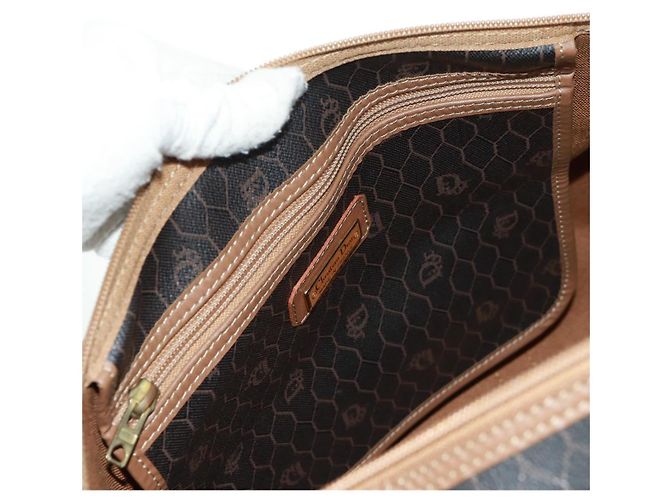 Borsa Boston in tela a nido d'ape PVC nera e oro Auth 158426 Christian Dior Nero D'oro - vista 20
