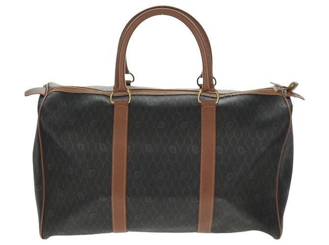 Borsa Boston in tela a nido d'ape PVC nera e oro Auth 158426 Christian Dior Nero D'oro - vista 3