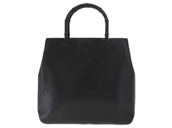 Borsa Tote in Pelle Gucci Bamboo Nera 002 1059 Auth 160597 Nero - vista 2