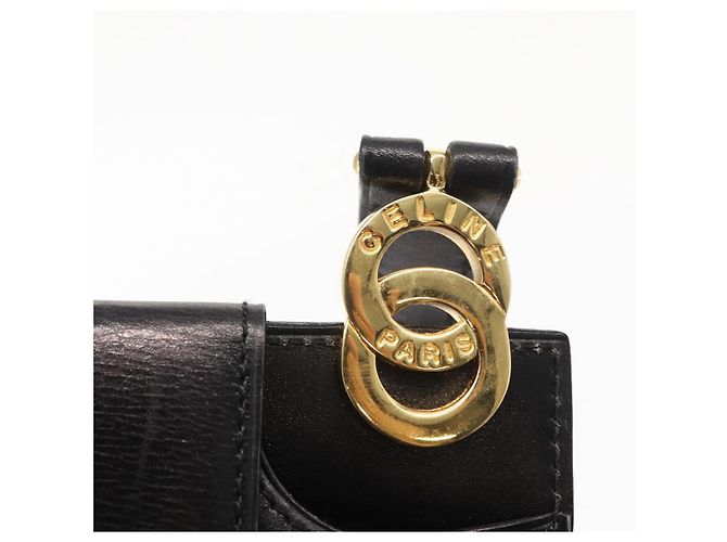 Céline Borsa a Spalla CELINE Circle in Pelle Nera e Oro Auth 161116 Nero D'oro - vista 14