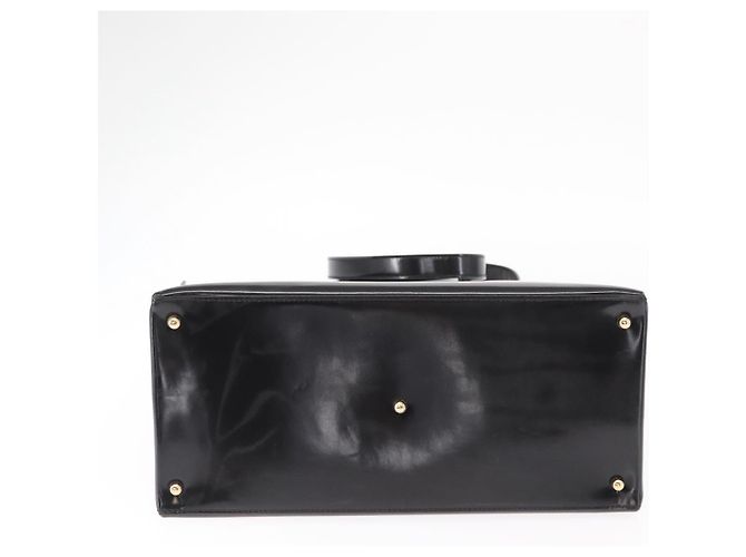 Borsa a Mano GUCCI Smalto 2 vie Nero Oro Auth 158500 D'oro - vista 12