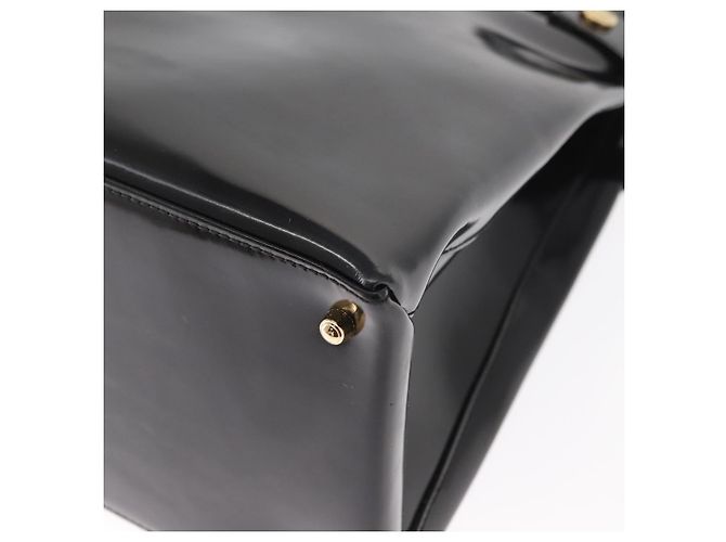 Borsa a Mano GUCCI Smalto 2 vie Nero Oro Auth 158500 D'oro - vista 14