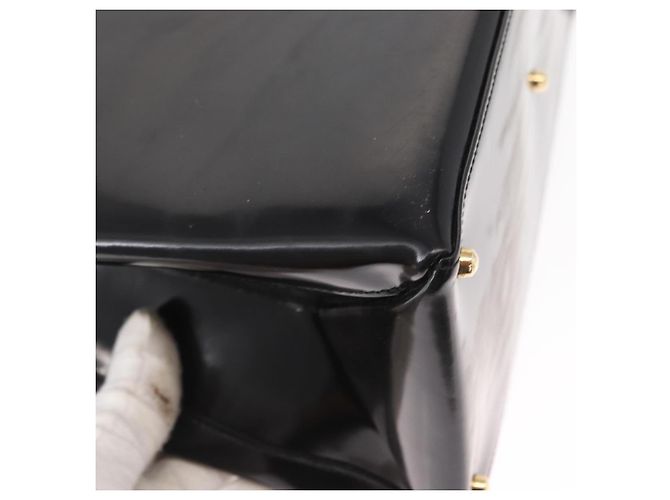 Borsa a Mano GUCCI Smalto 2 vie Nero Oro Auth 158500 D'oro - vista 15