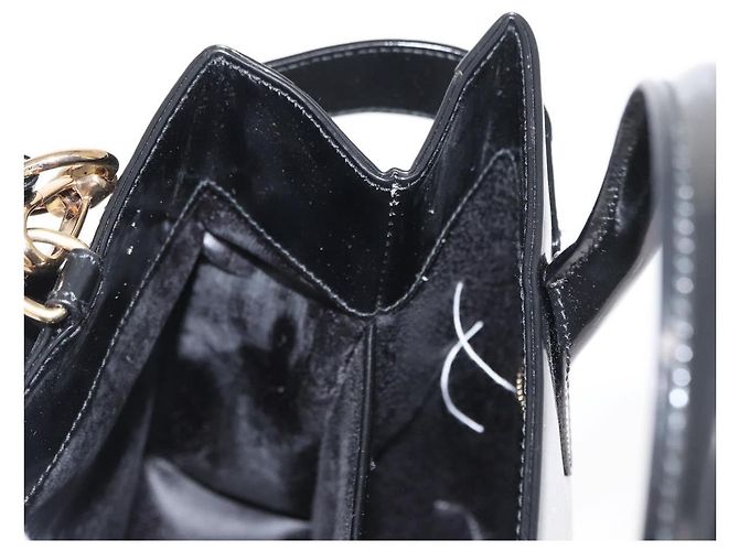 Borsa a Mano GUCCI Smalto 2 vie Nero Oro Auth 158500 D'oro - vista 18
