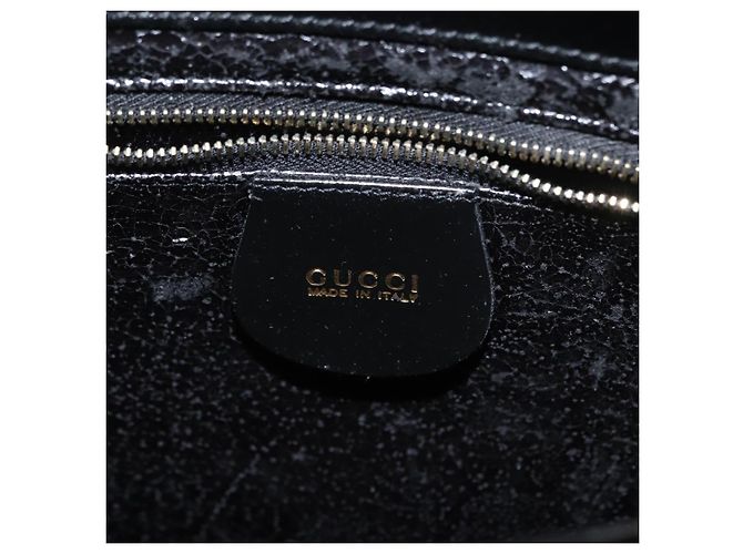 Borsa a Mano GUCCI Smalto 2 vie Nero Oro Auth 158500 D'oro - vista 20