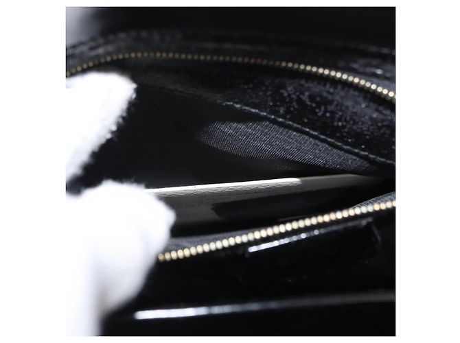 Borsa a Mano GUCCI Smalto 2 vie Nero Oro Auth 158500 D'oro - vista 21