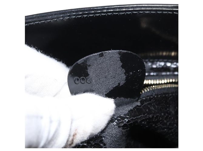 Borsa a Mano GUCCI Smalto 2 vie Nero Oro Auth 158500 D'oro - vista 22