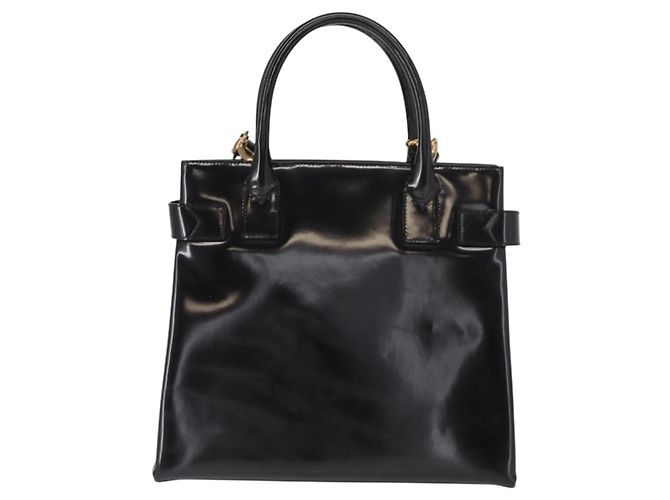 Borsa a Mano GUCCI Smalto 2 vie Nero Oro Auth 158500 D'oro - vista 3