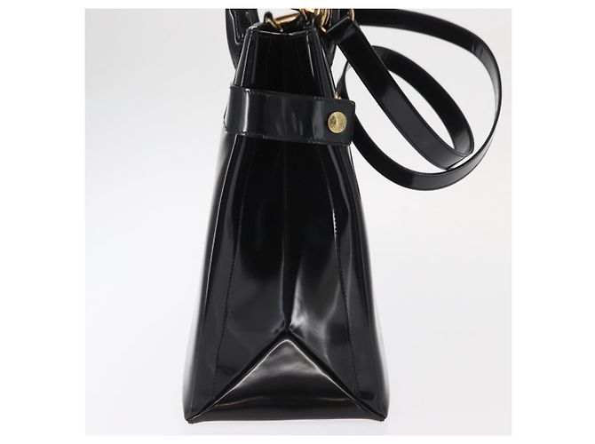 Borsa a Mano GUCCI Smalto 2 vie Nero Oro Auth 158500 D'oro - vista 5