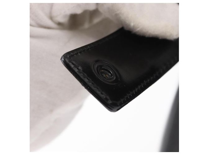 Borsa a Mano GUCCI Smalto 2 vie Nero Oro Auth 158500 D'oro - vista 6