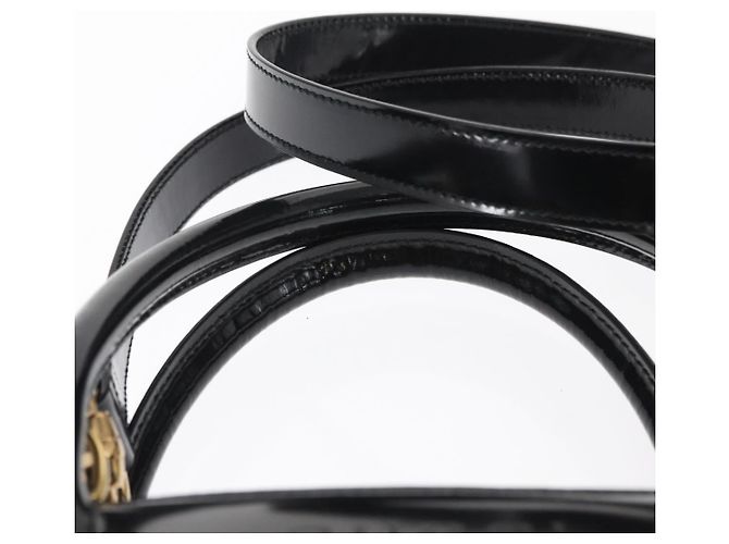 Borsa a Mano GUCCI Smalto 2 vie Nero Oro Auth 158500 D'oro - vista 9