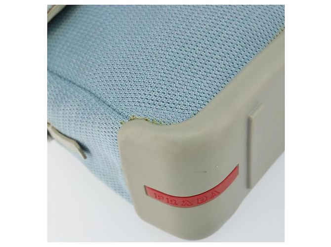 PRADA Schultertasche Nylon Hellblau Silber Authentisch 161224 - Ansicht 11