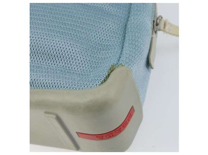 PRADA Schultertasche Nylon Hellblau Silber Authentisch 161224 - Ansicht 12