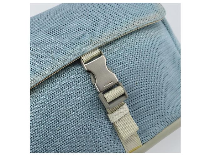 PRADA Schultertasche Nylon Hellblau Silber Authentisch 161224 - Ansicht 14