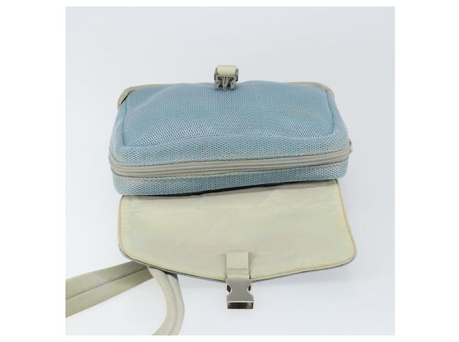 PRADA Schultertasche Nylon Hellblau Silber Authentisch 161224 - Ansicht 15
