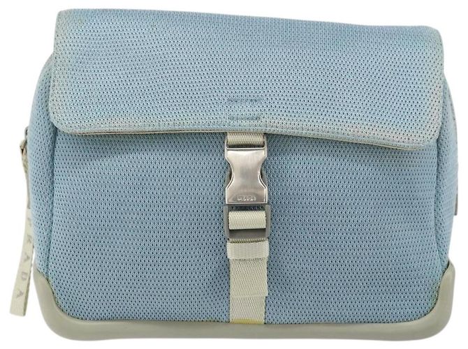 PRADA Schultertasche Nylon Hellblau Silber Authentisch 161224 - Ansicht 2