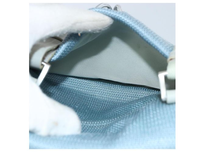 PRADA Schultertasche Nylon Hellblau Silber Authentisch 161224 - Ansicht 21