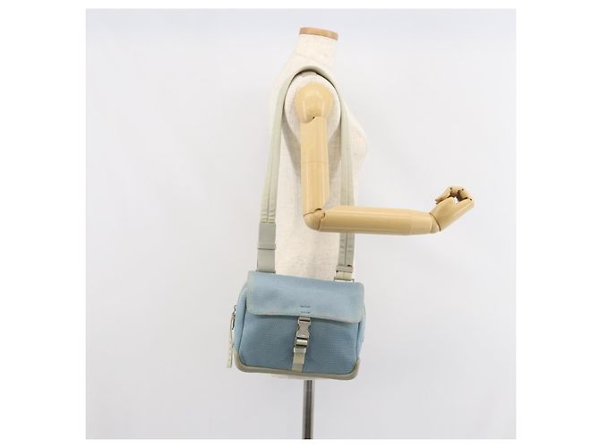 PRADA Schultertasche Nylon Hellblau Silber Authentisch 161224 - Ansicht 24