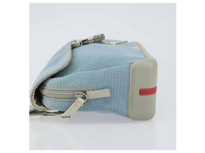 PRADA Schultertasche Nylon Hellblau Silber Authentisch 161224 - Ansicht 5