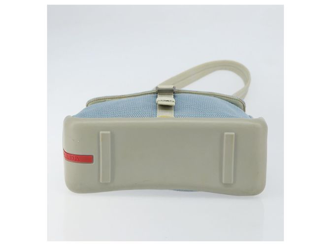 PRADA Schultertasche Nylon Hellblau Silber Authentisch 161224 - Ansicht 9